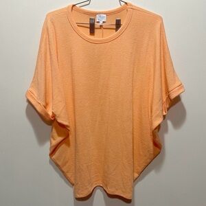 New Francesca’s Size XS Orange Short Sleeve Dolman Sleeve French Terry Top Rayon